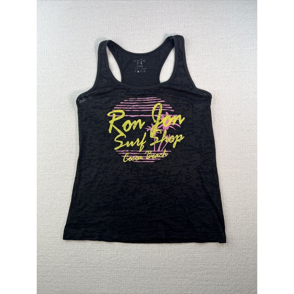 Ron Jon Surf Shop Graphic Print Tank Top Black Adult Large -Cocoa Beach